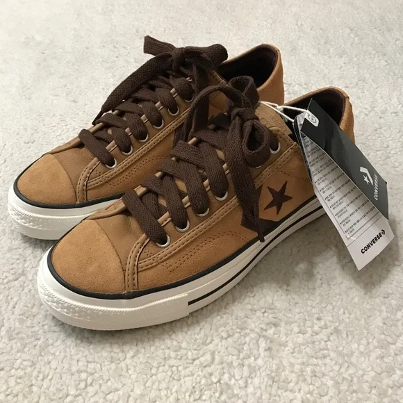 Converse Mens Brown Suede Sneakers Star Player 76 Ox Size 8 - Picture 2 of 12